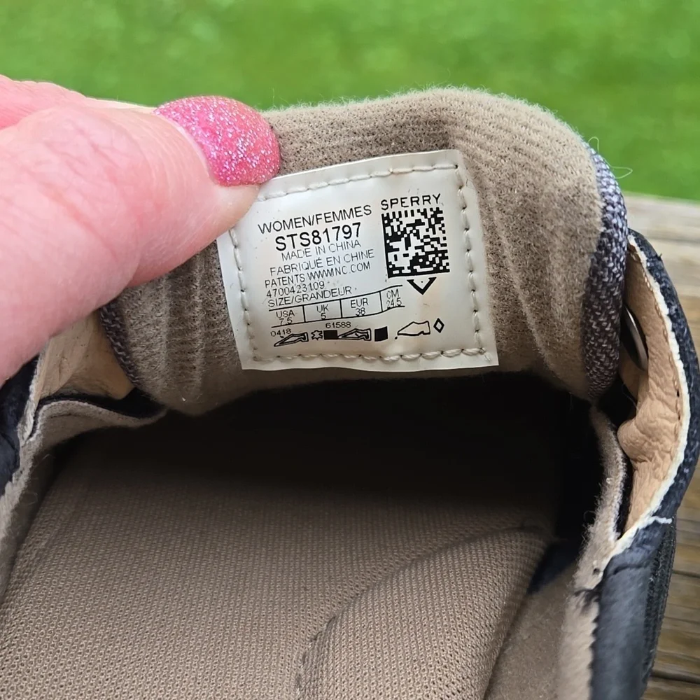 Sperry Womens Black Boat Shoes 7.5 Top Sider With Memory Foam